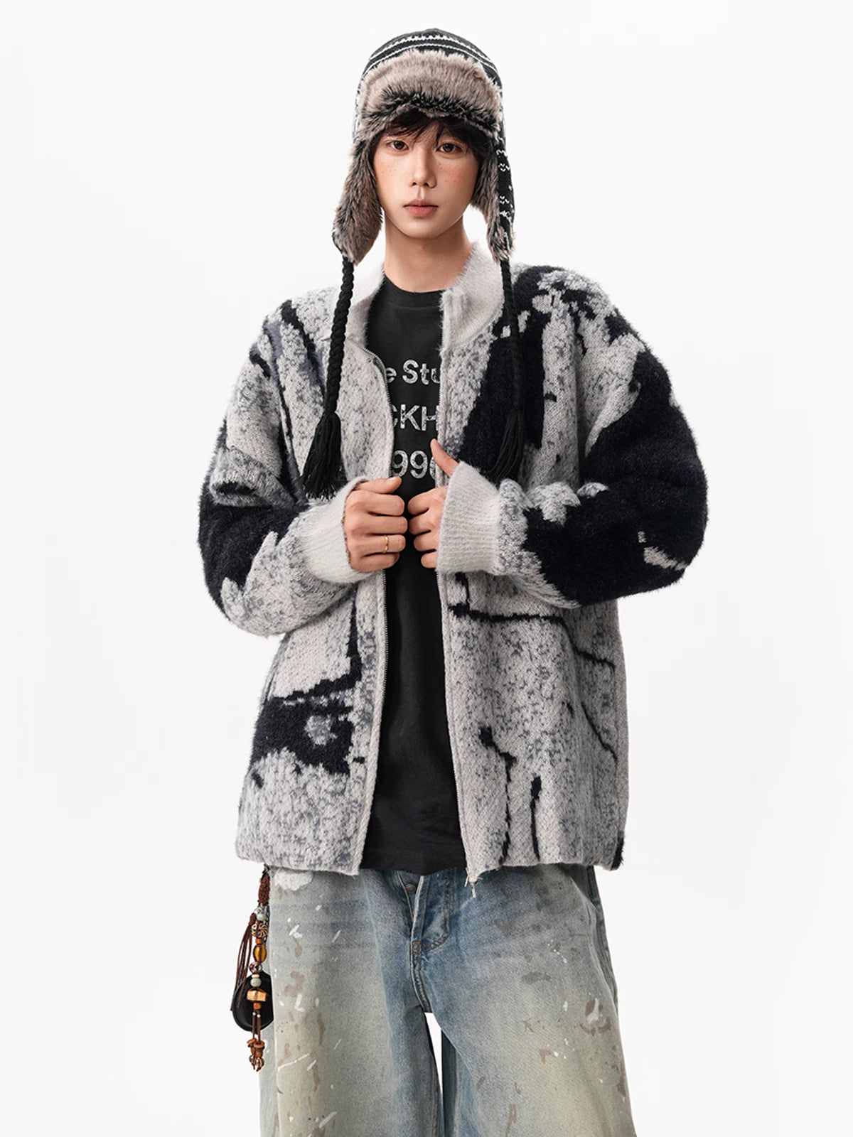 Marble Drift Fleece Zip Jacket