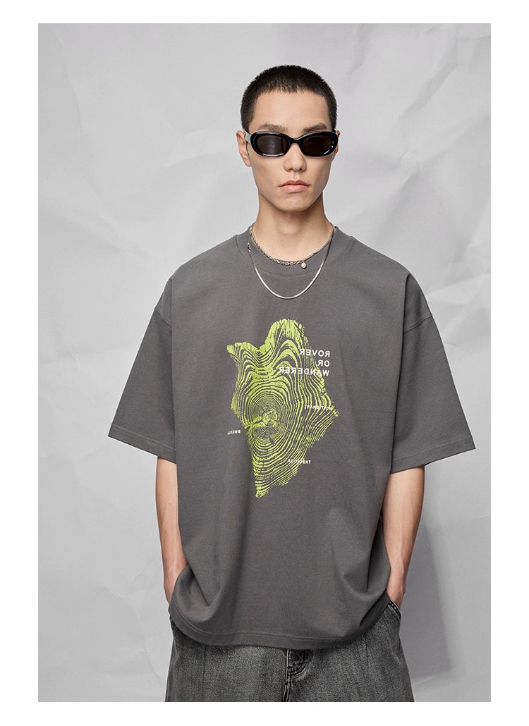 Camiseta de manga corta de impresión gráfica y letra