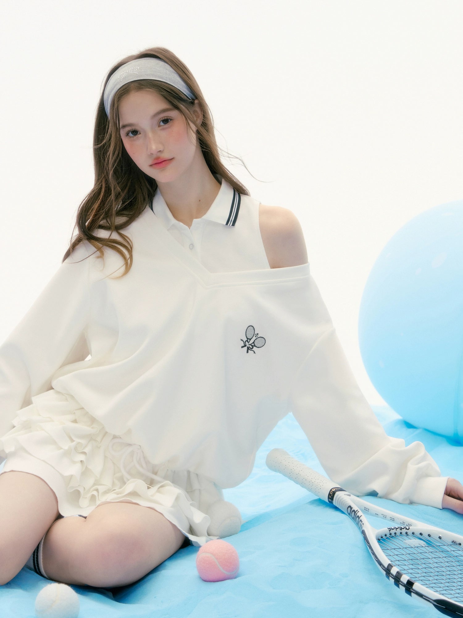 Tennis Racket Embroidered Polo Dress