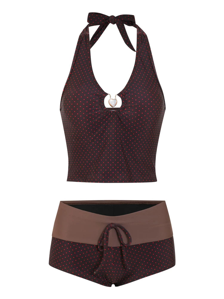 Heart Retro Tankini Shorts Set