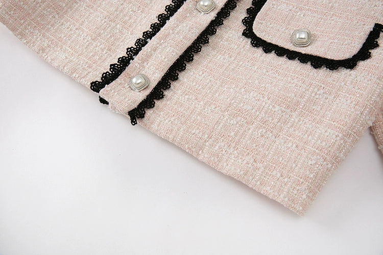 Tweed Short-Sleeve Blouse and Short Setup