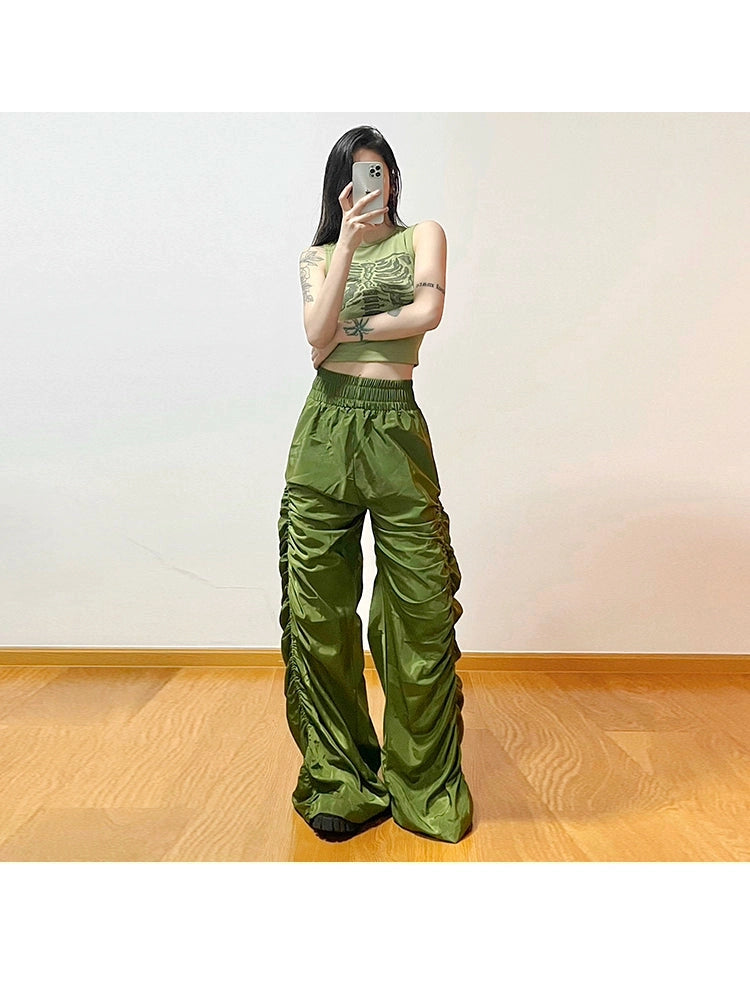 High-Waist Pleated Wide-Leg Pants - chiclara