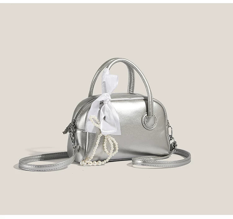 Moonlit Pearl Bow Mini Satchel