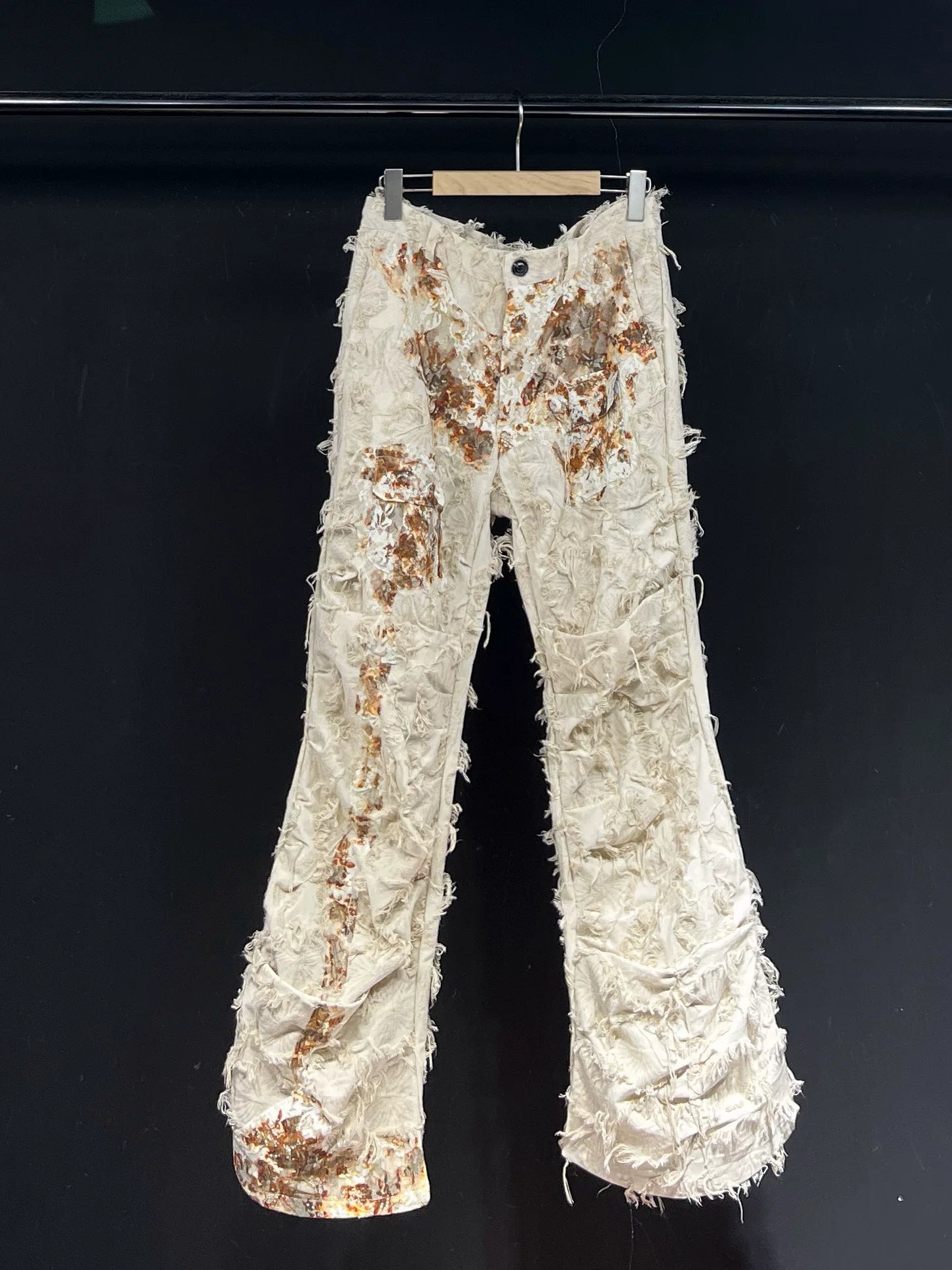 Rust Bloom Shag Texture Flare Pants
