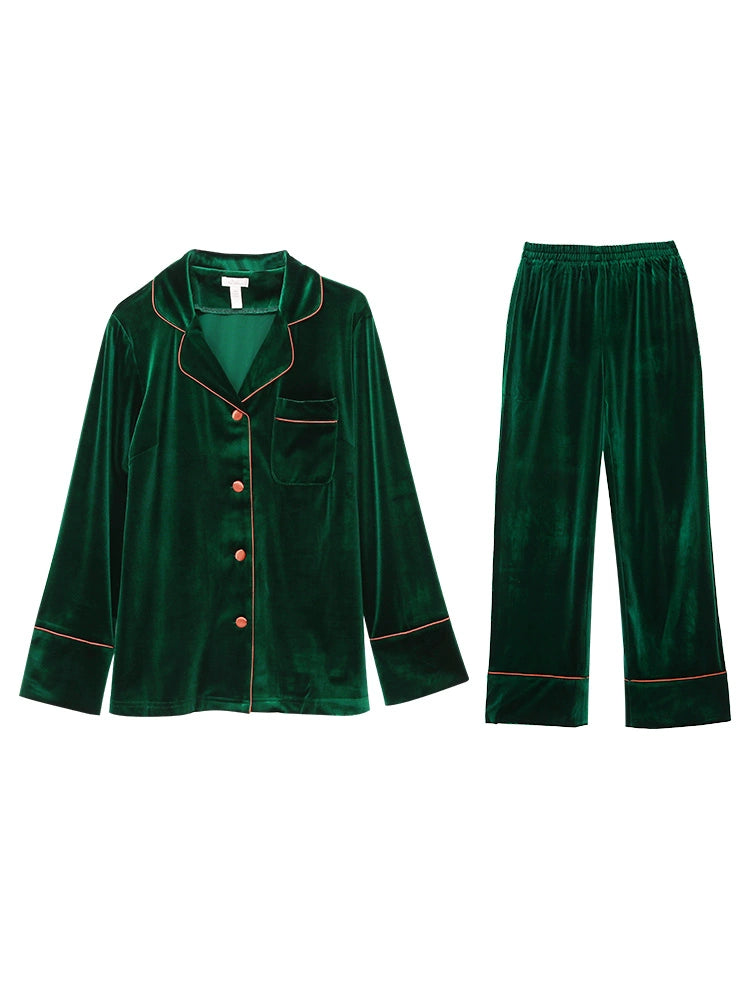 Thickened Velvet Long-Sleeve Loungewear Set - chiclara