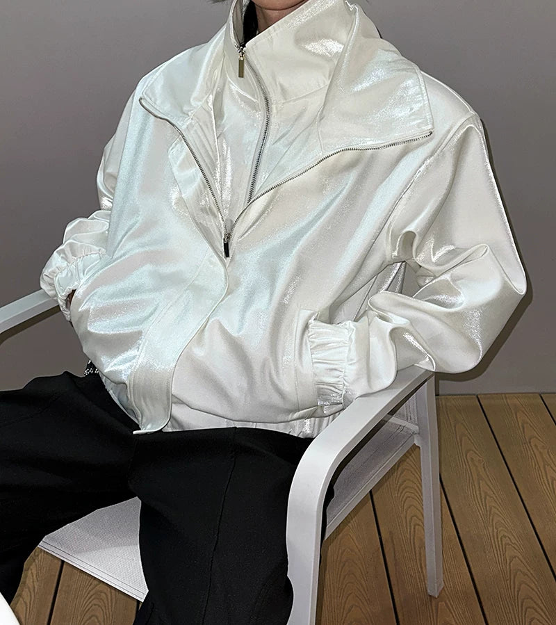 Nebula Gloss High-Collar Zip Jacket
