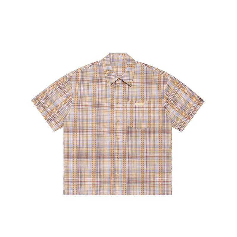 Summer Shirt with Embroidered Checkered Pattern - chiclara