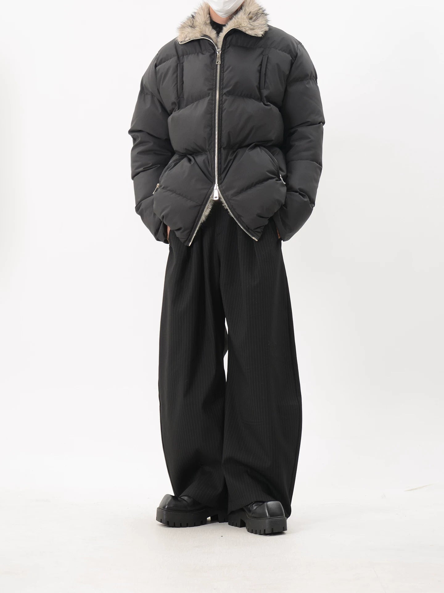 Zip-Up Loose Puffer Workwear Jacket