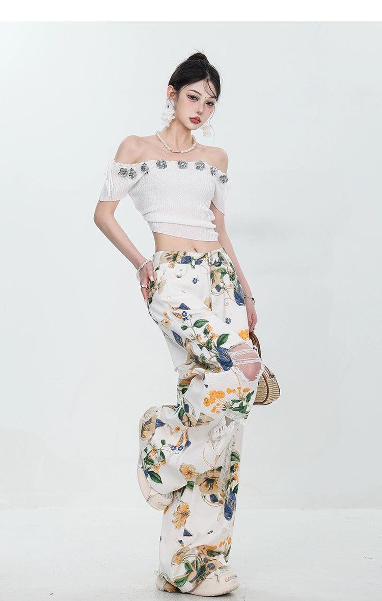 Breezy Bloom Delessed Wide Bein Jeans