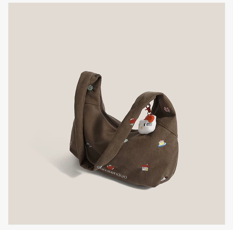 Charm Corduroy Hobo Bag