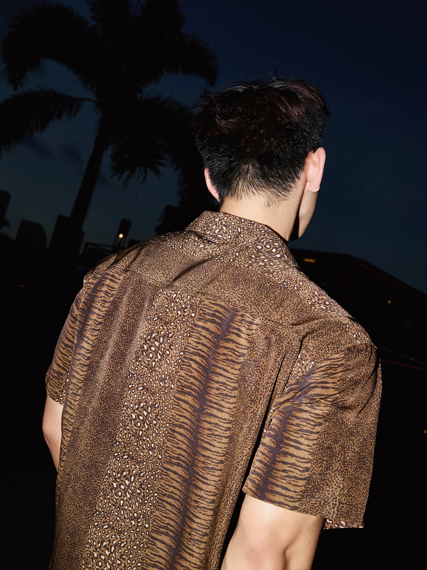 Bronze Animal Jacquard Boxy Button-Up Shirt