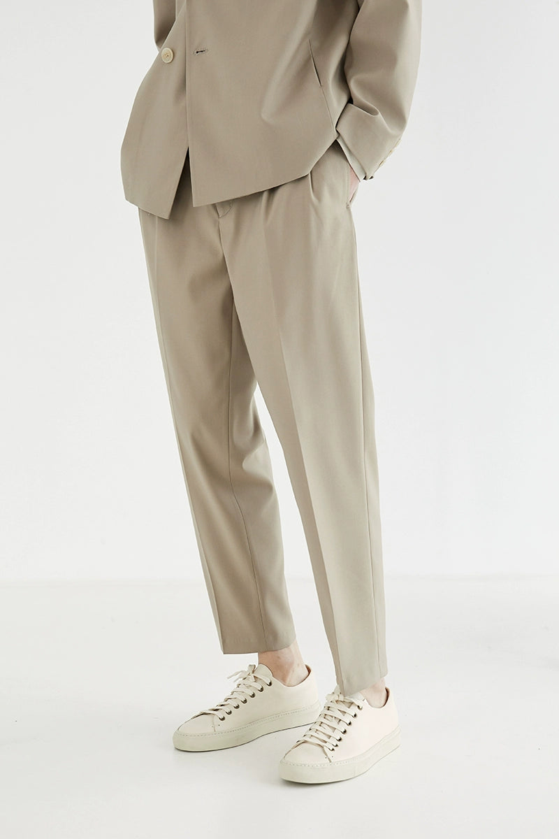 Pantalones de vestir de confort de doble plato