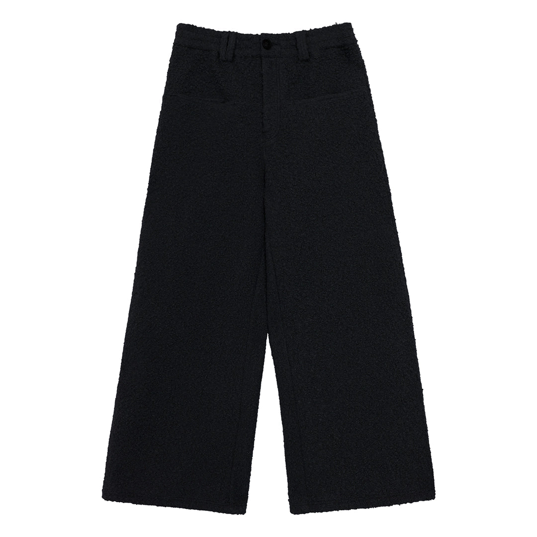 Textured Wide-Leg Fleece Pants