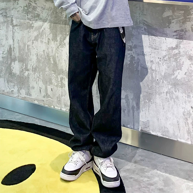 Midnight Fade Relaxed Straight‑Leg Jeans