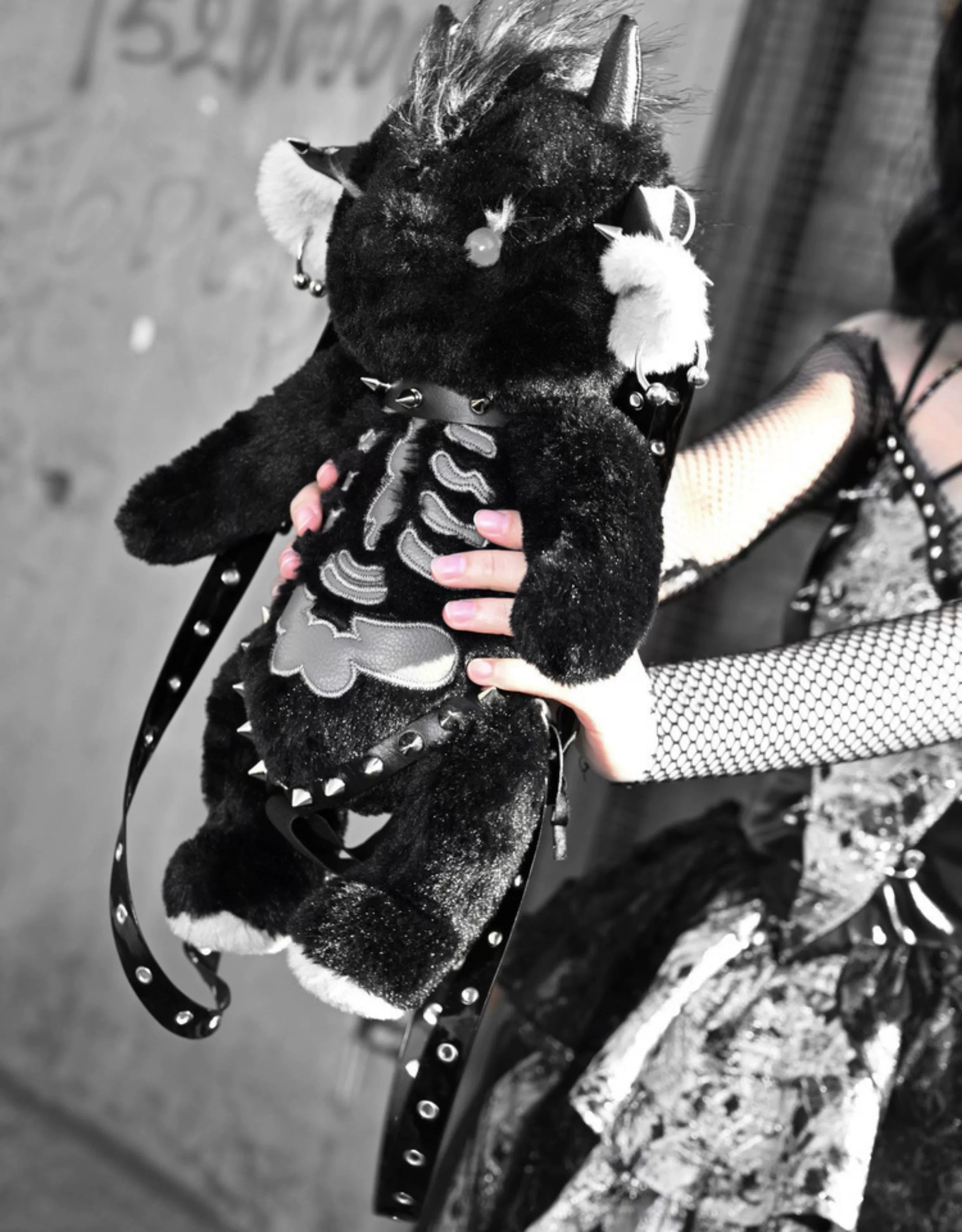 Gothic Plush Skeleton Monster Backpack