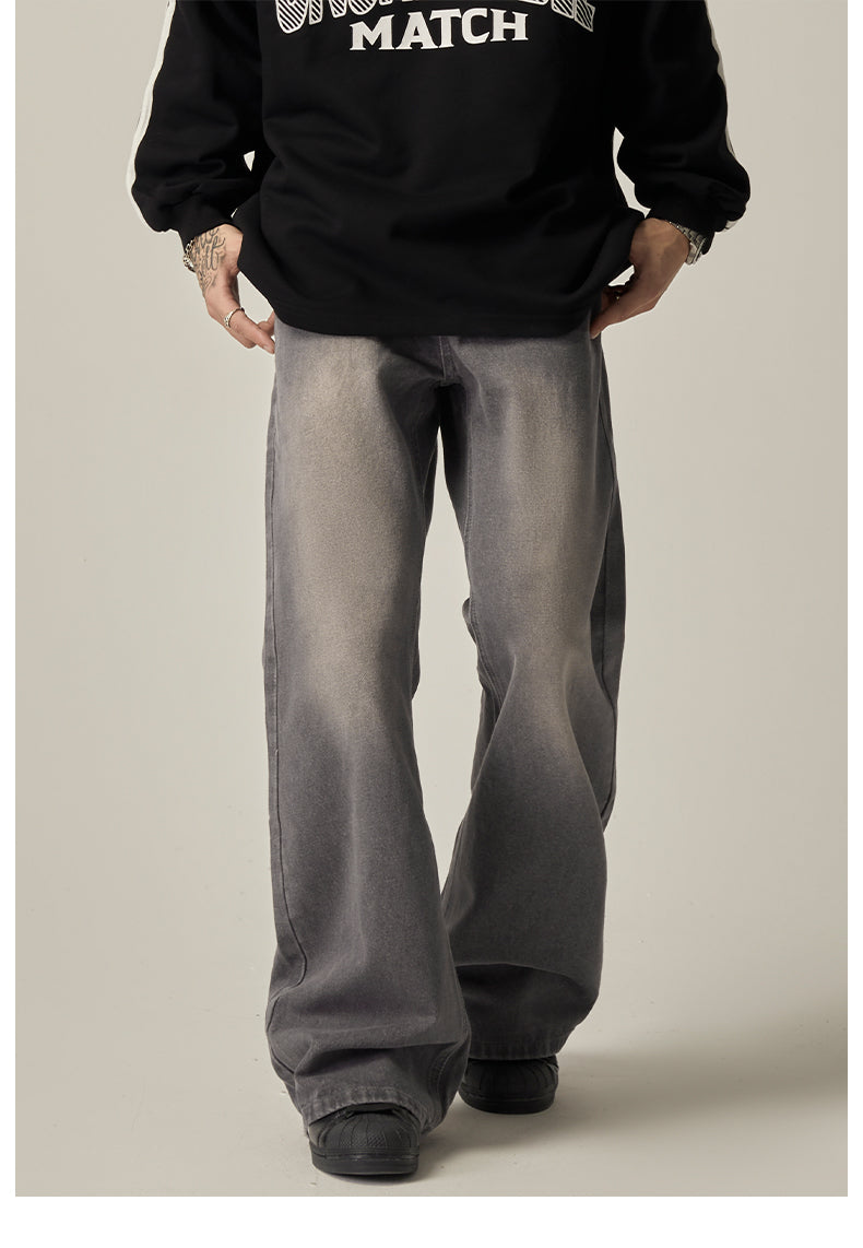 빈티지 워시 와이드 레그 진