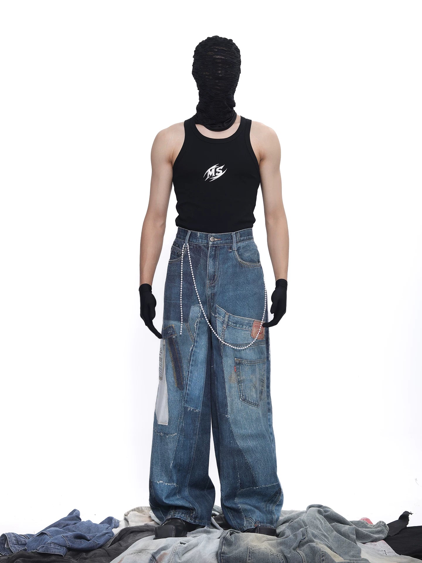 Cascade Patchwork Wide-Leg Denim