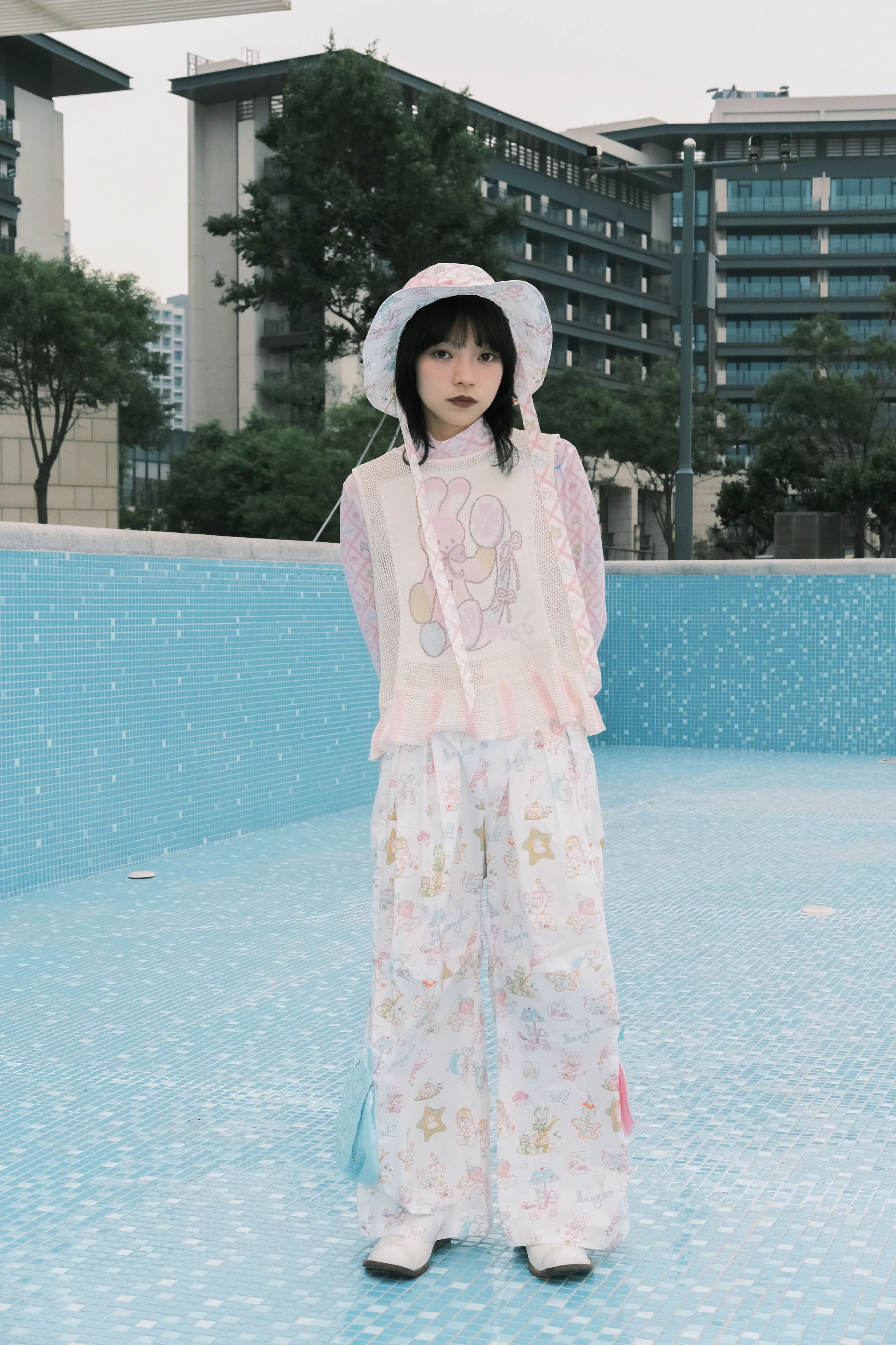 Carousel Print Wide Leg Pocket Pants