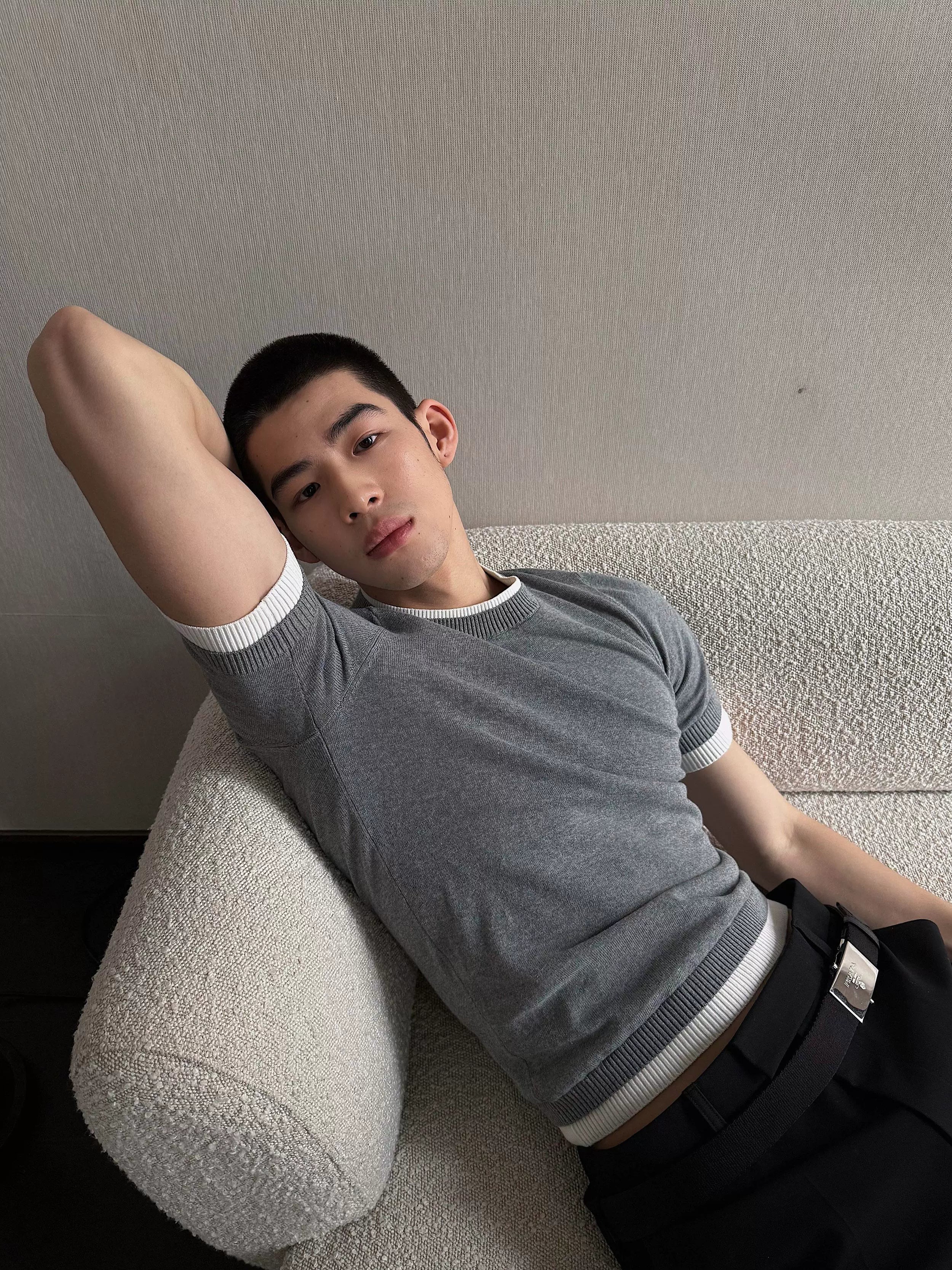 Contrast Trim Short Sleeve Knit Tee