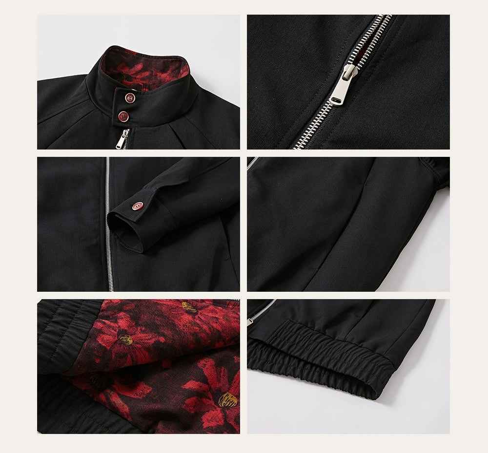 Bomber Jacket with Inner Patterned Lining and Pants Setup