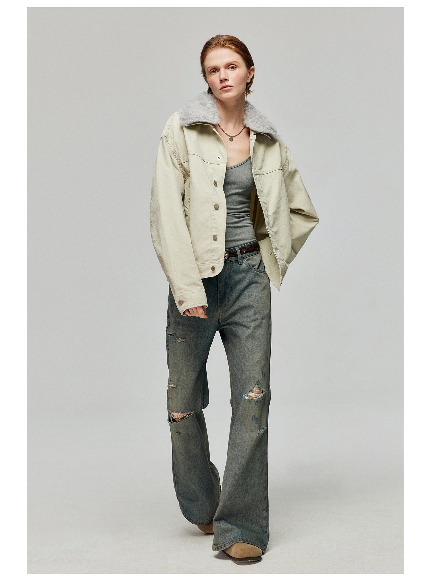 Distressed Wide Leg Flare Jeans