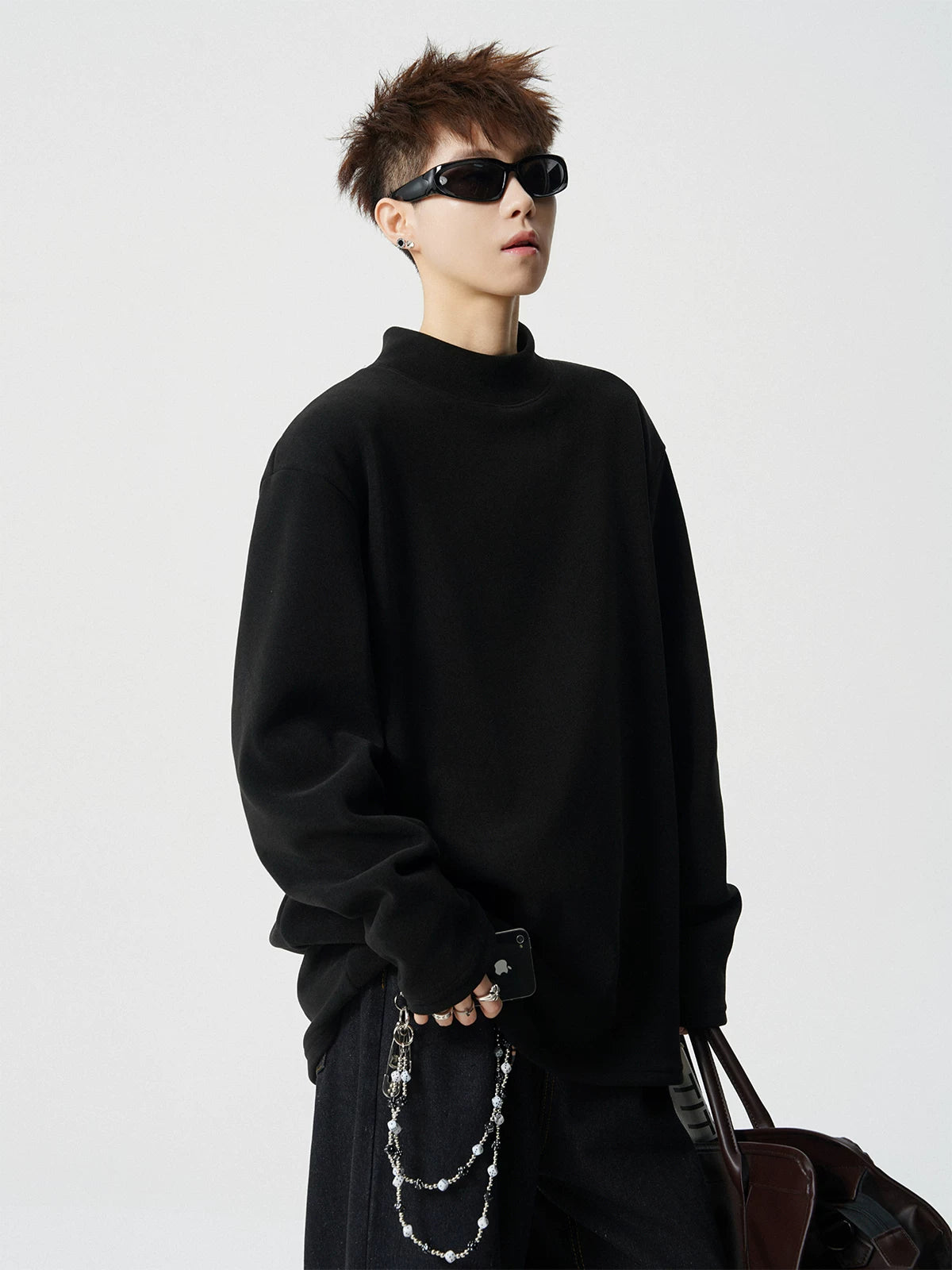 Circuit Fleece Boxy Mockneck Top