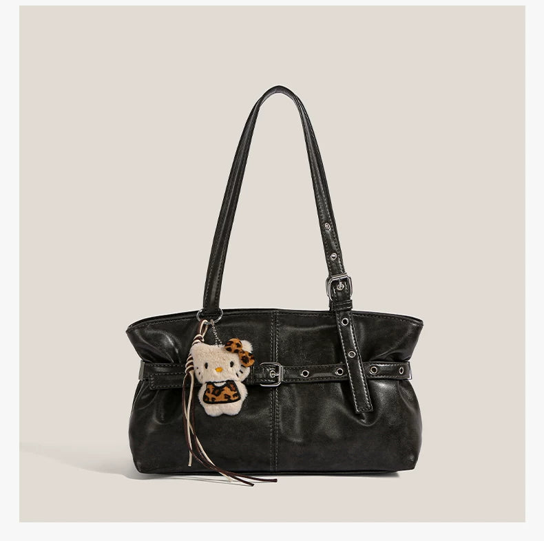 Midnight Kitty Buckle Shoulder Bag