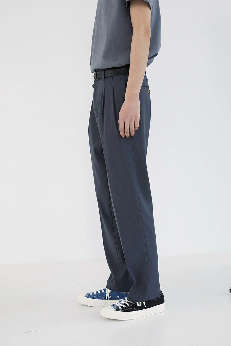 Pantalones de vestir de confort de doble plato