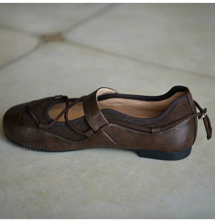 Cocoa Lace-Up Mary Jane Flats