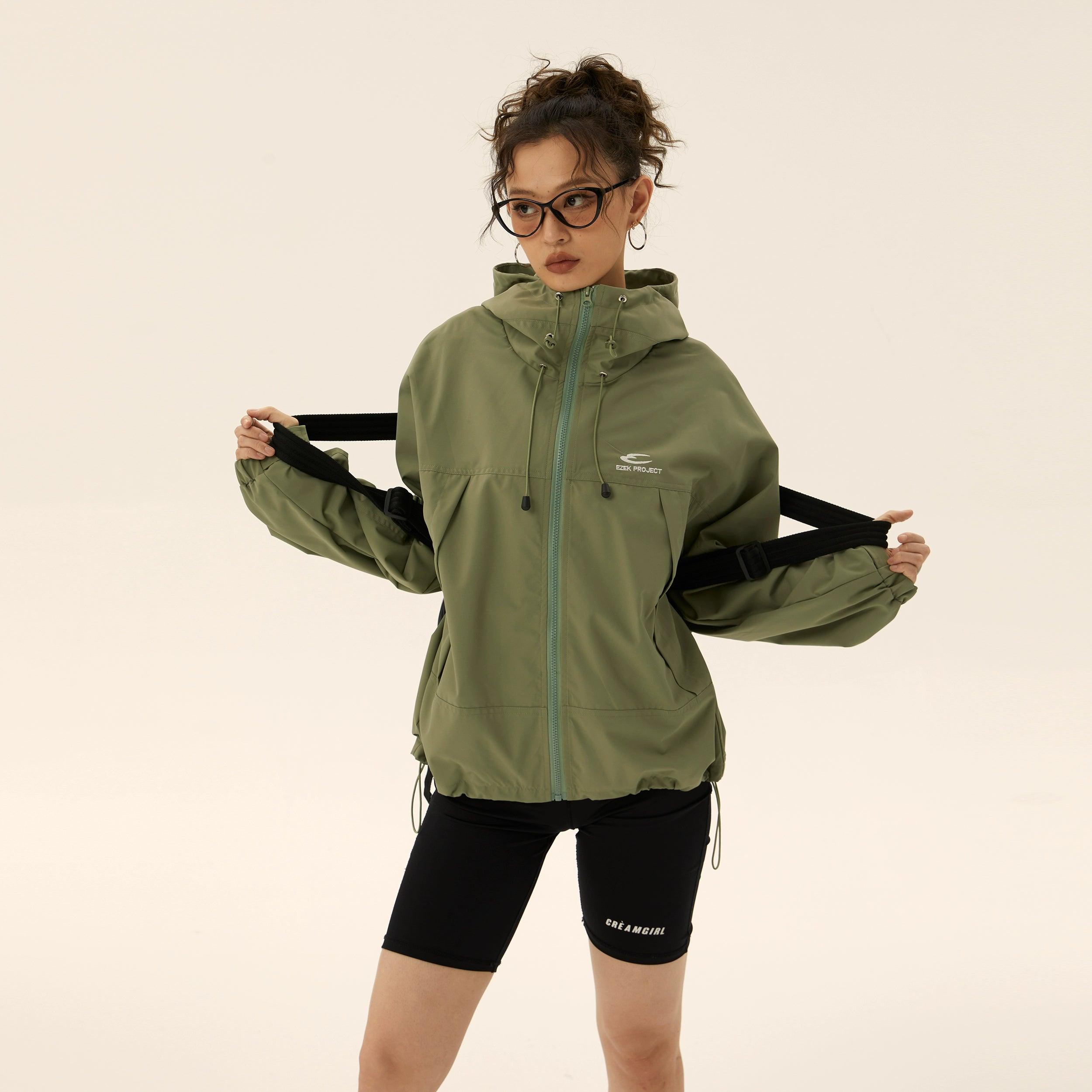 Ezek O'Neill sudadera con capucha de gran tamaño negro - chaqueta con cremallera creciente para mujeres con logotipo y capucha con cordón