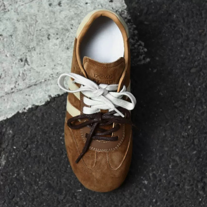 Vintage Brown Suede Stripe Shoes