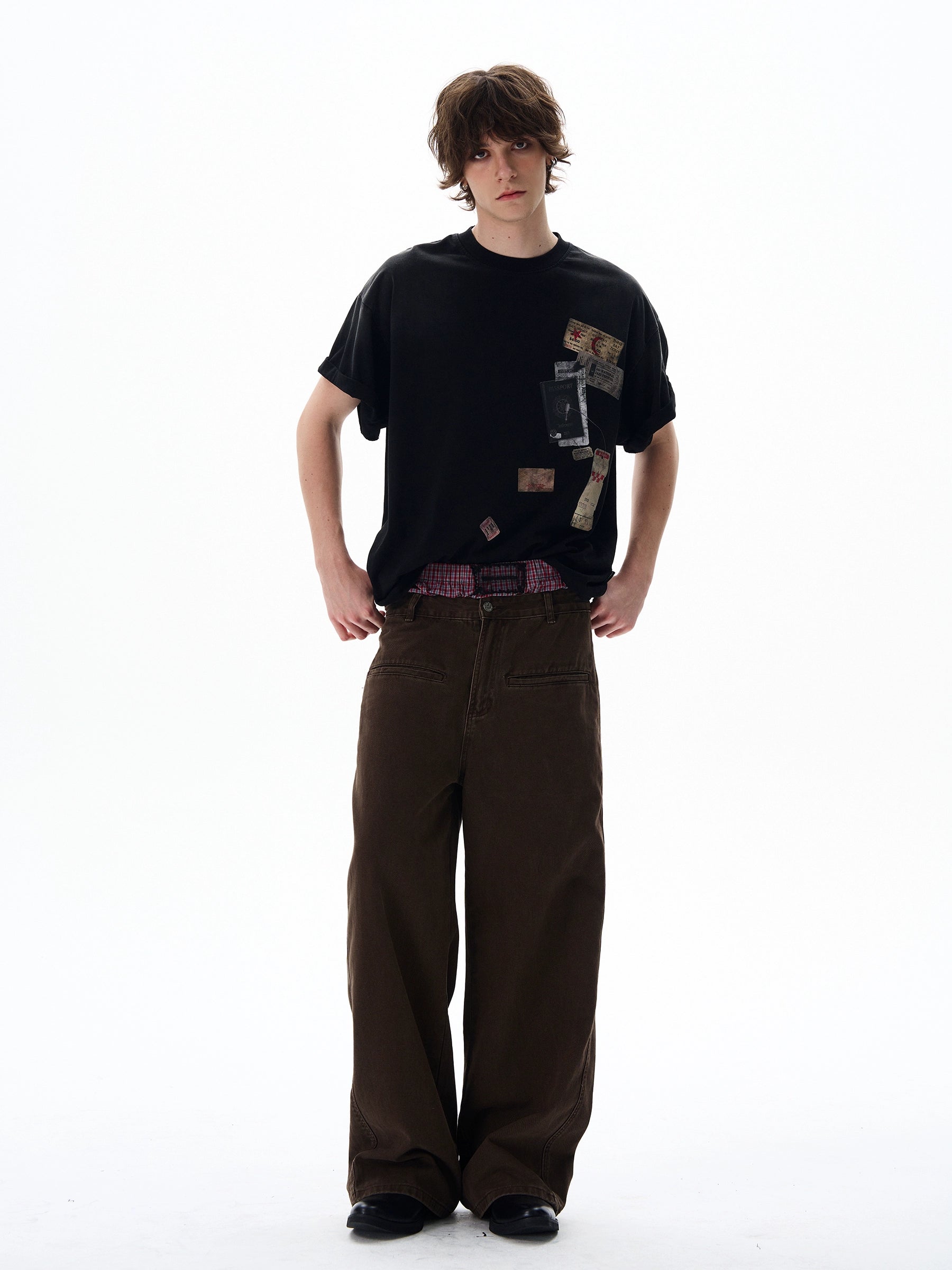 Passport Stamp Graphic Oversized T-Shirt