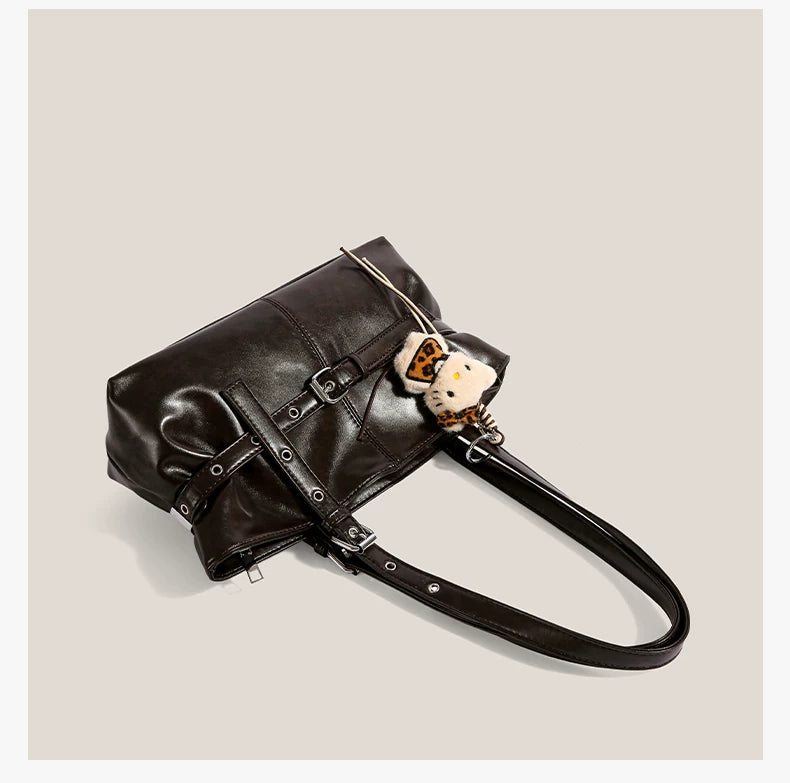 Midnight Kitty Buckle Shoulder Bag