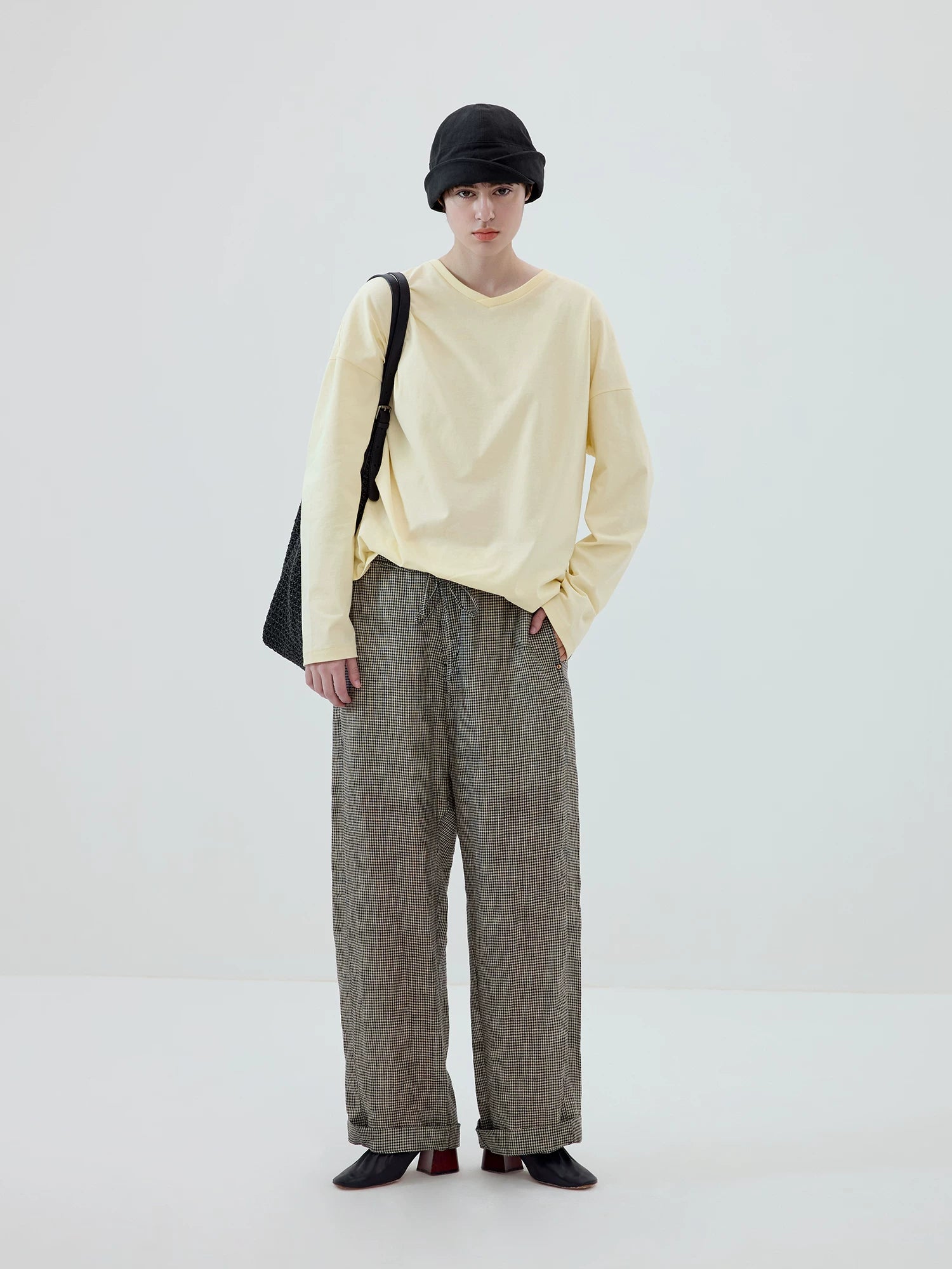 Relaxed V-Neck Long-Sleeve Tee