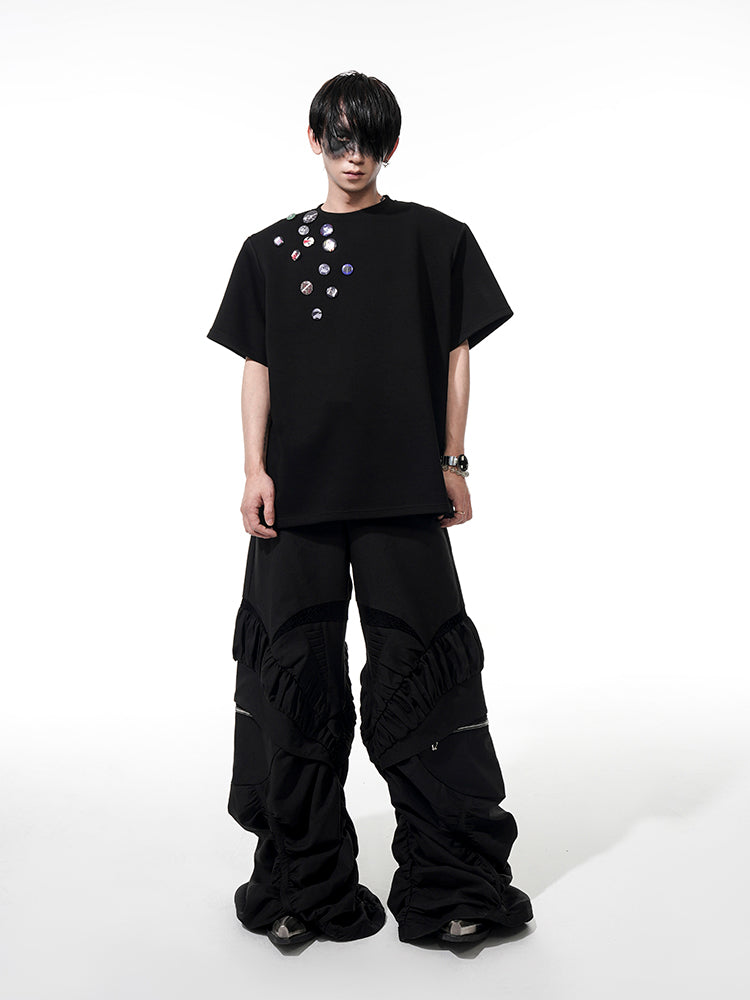 Scattered Button/Badge Embellishments T-Shirt