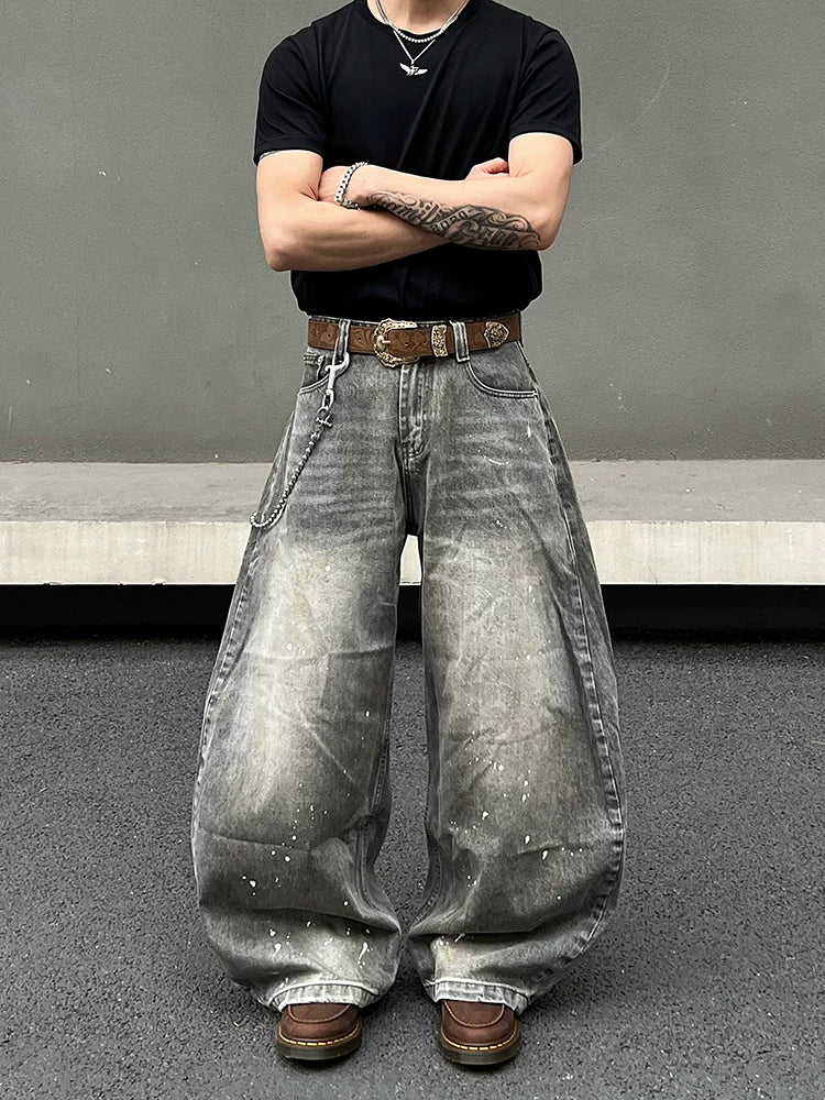Ashwash Paint-Splatter Balloon Jeans