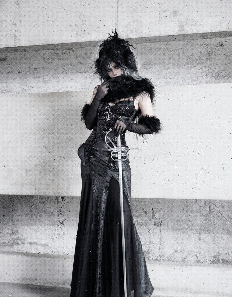 Black Corset Gothic Mermaid Dress