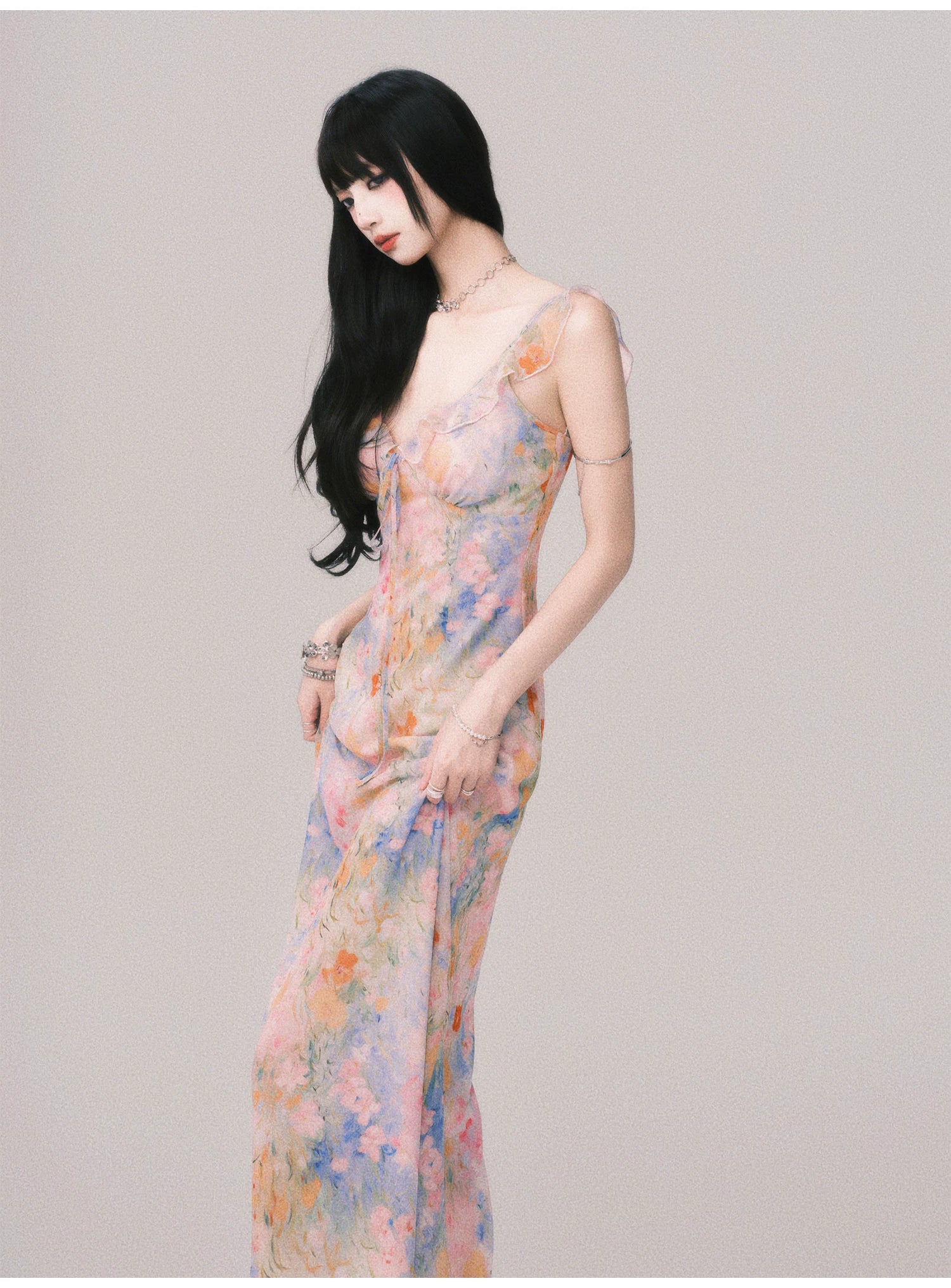 Pastel Petal Reverie Maxi Dress