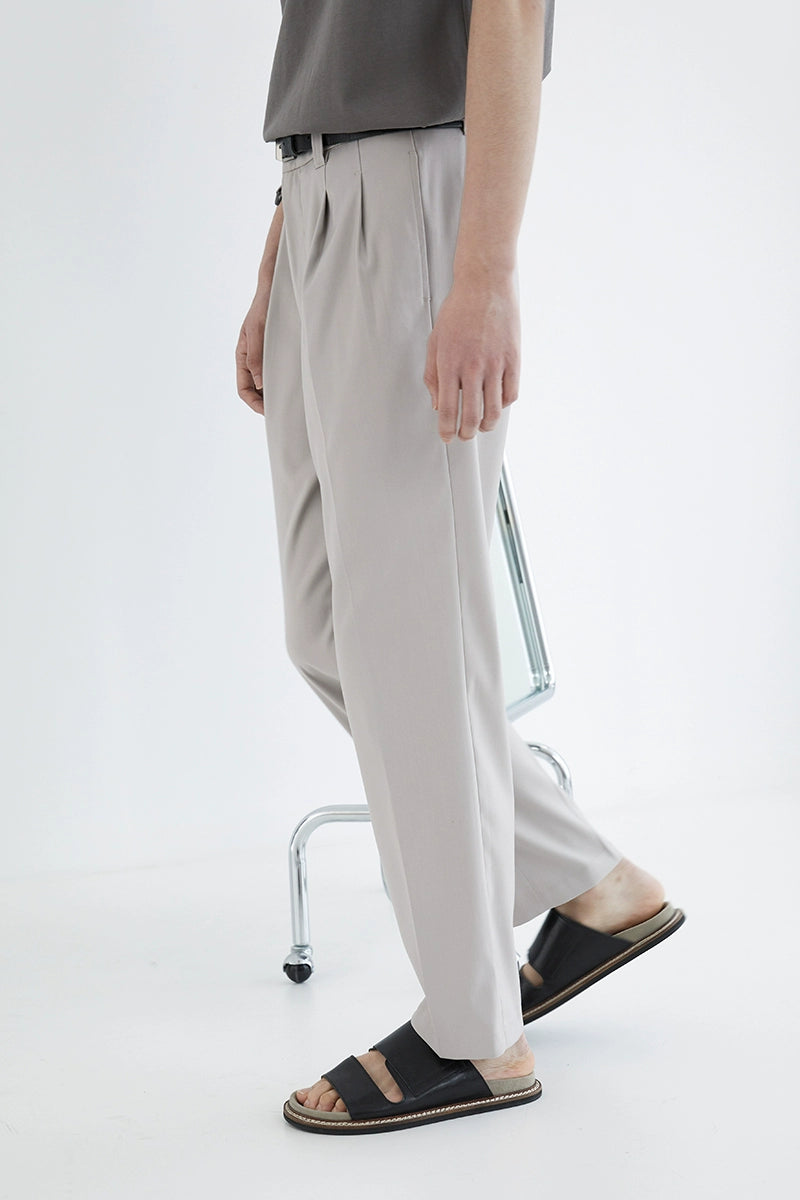 Pantalones de vestir de confort de doble plato