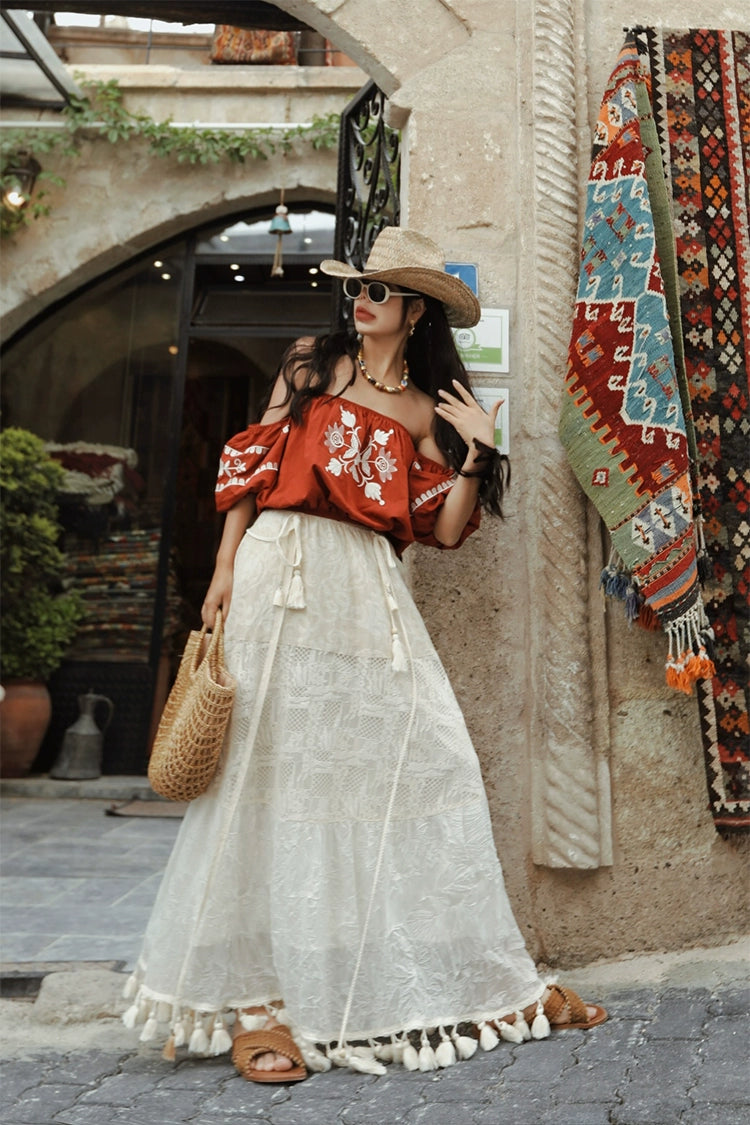 Boho Strapless Tassel Two-Way Maxi Dress