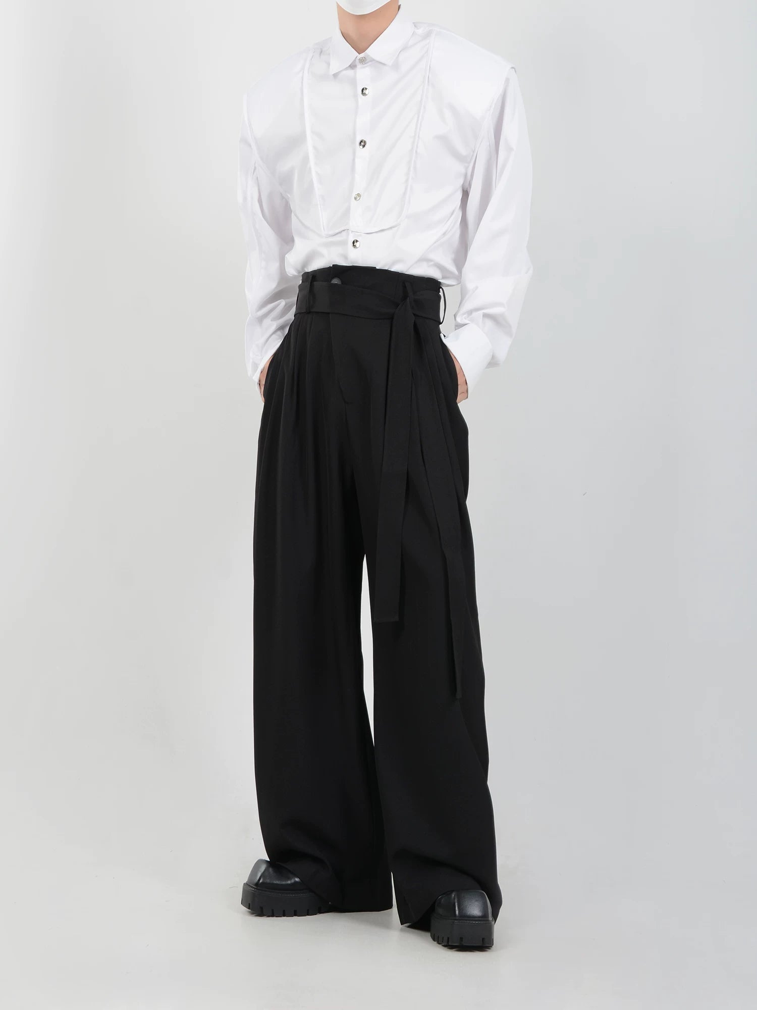 Obsidian Sash Pleat Trousers