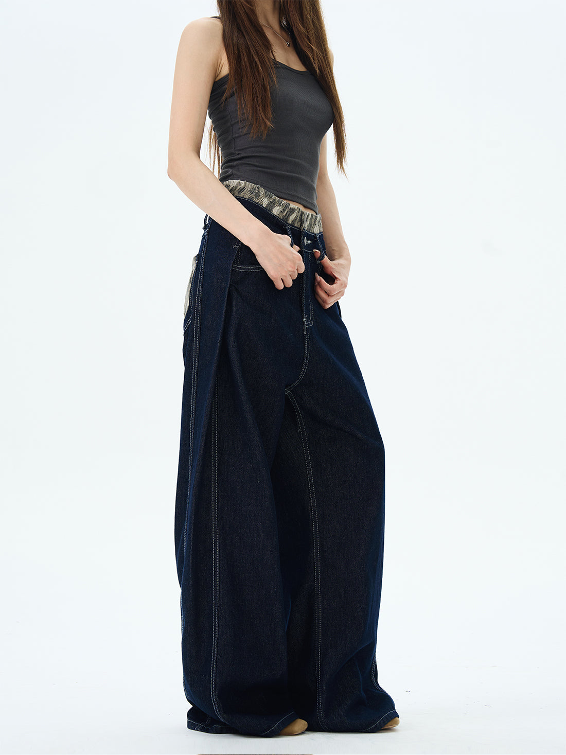 Dark Wash Wide Leg Skater Jeans