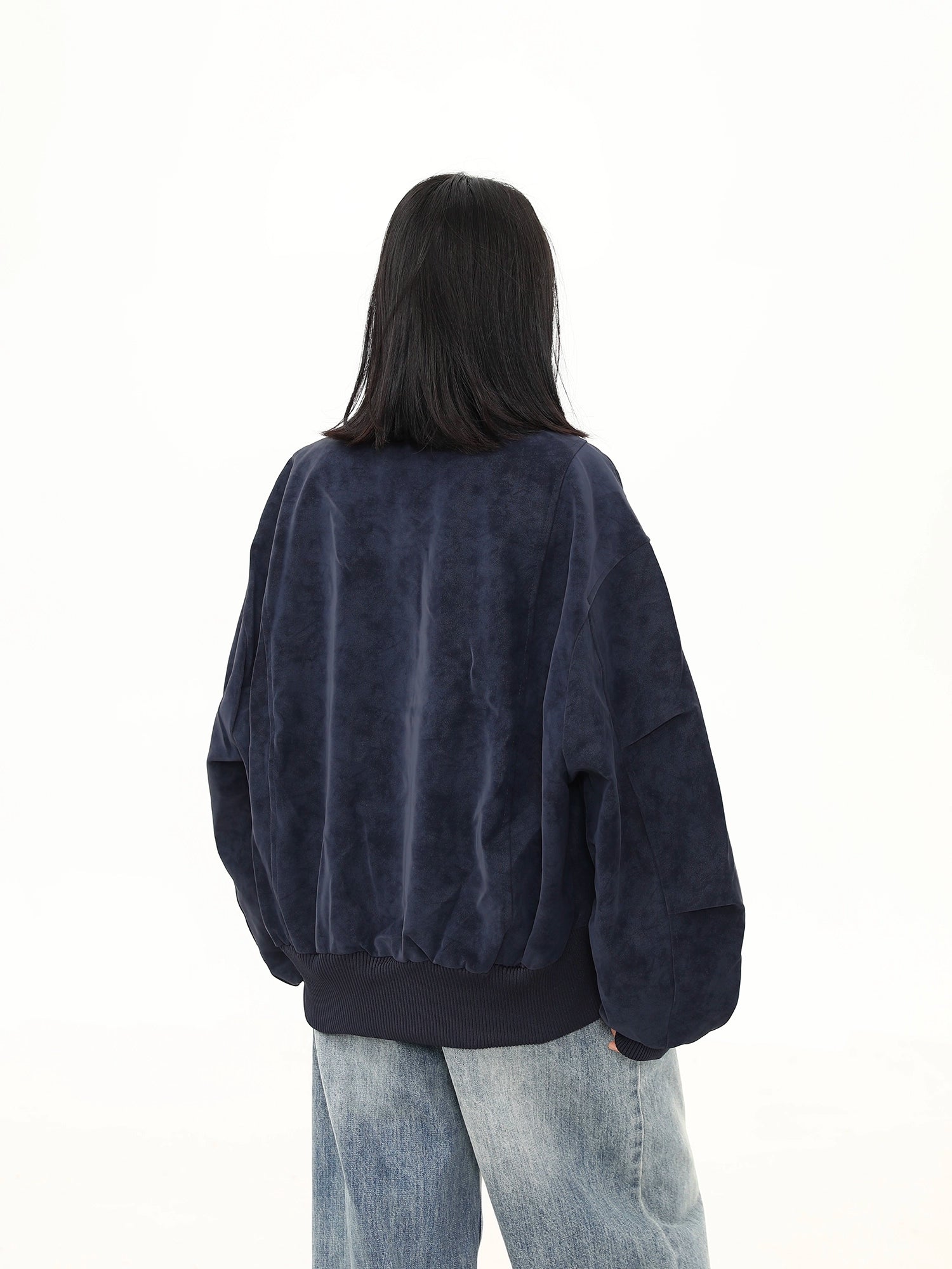 Obsidian Haze Suede Bomber Jacket