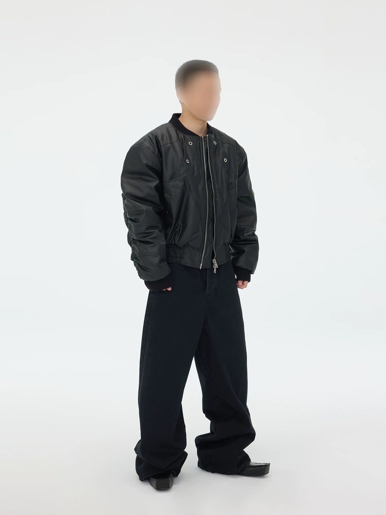 Circuit Panel Crop Bomber Jacket