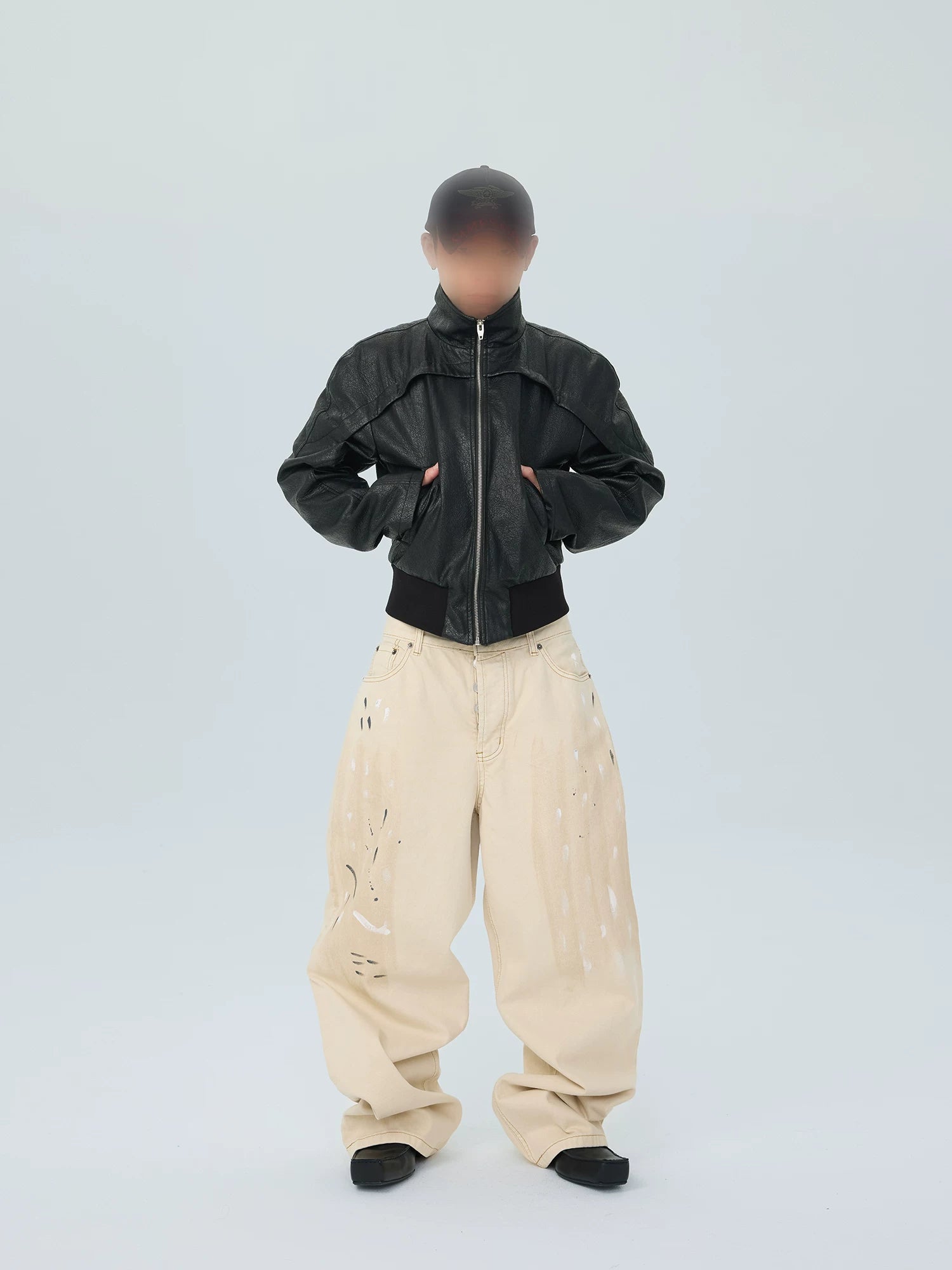 Ivory Paintstroke Balloon Stack Jeans