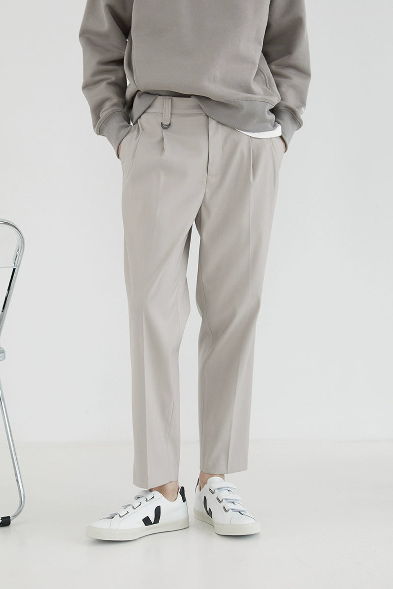 Pantalones de vestir de confort de doble plato