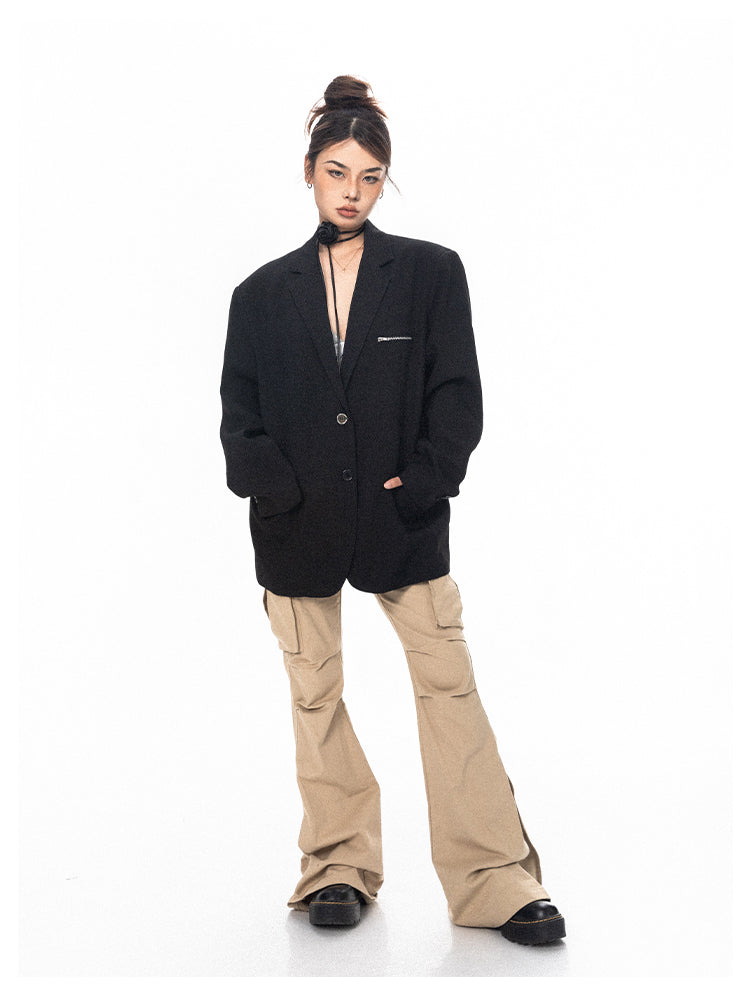 Zipper Pocket Design Suit Jacket - chiclara