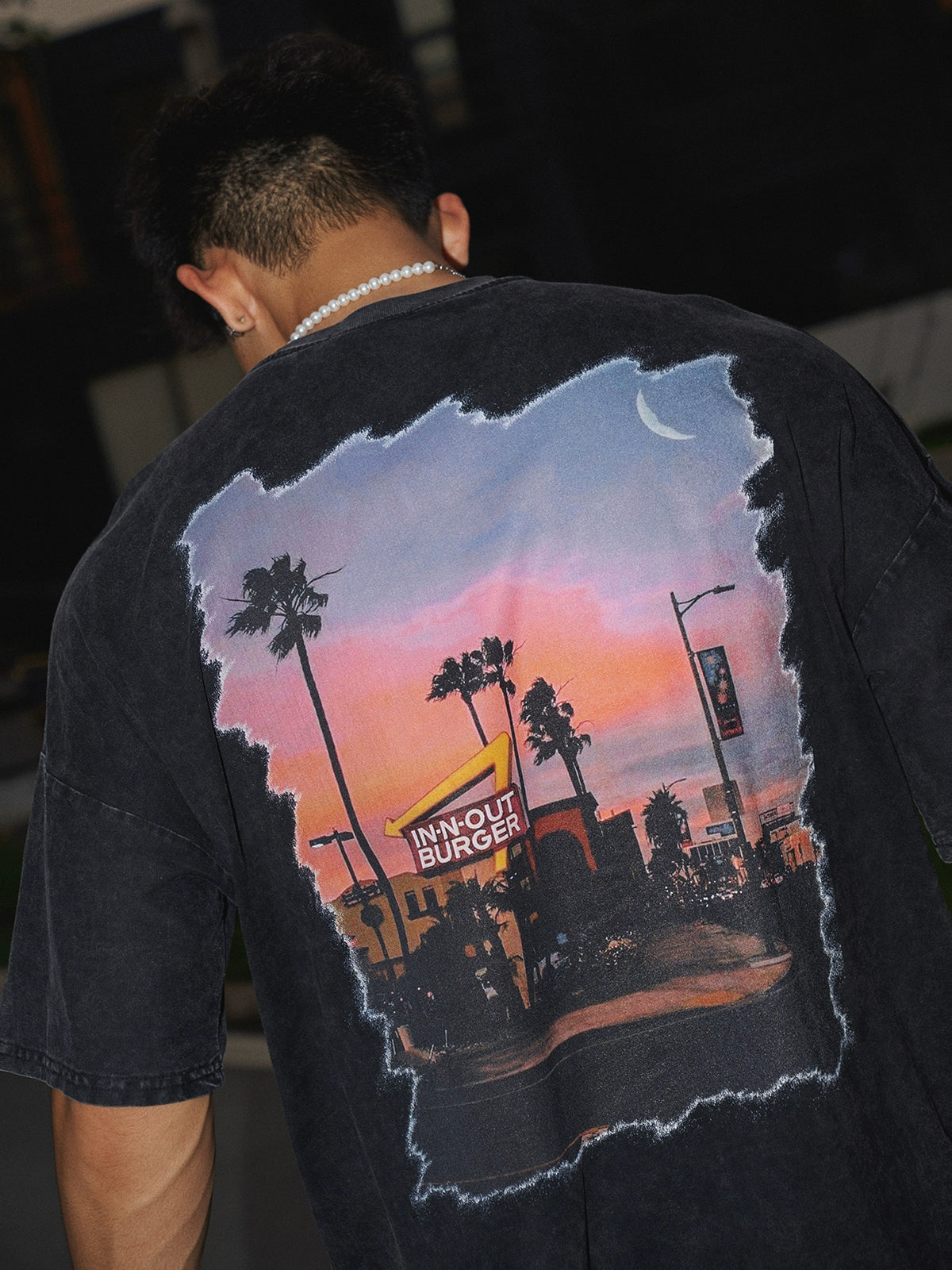 Sunset Palm Tree Graphic Print