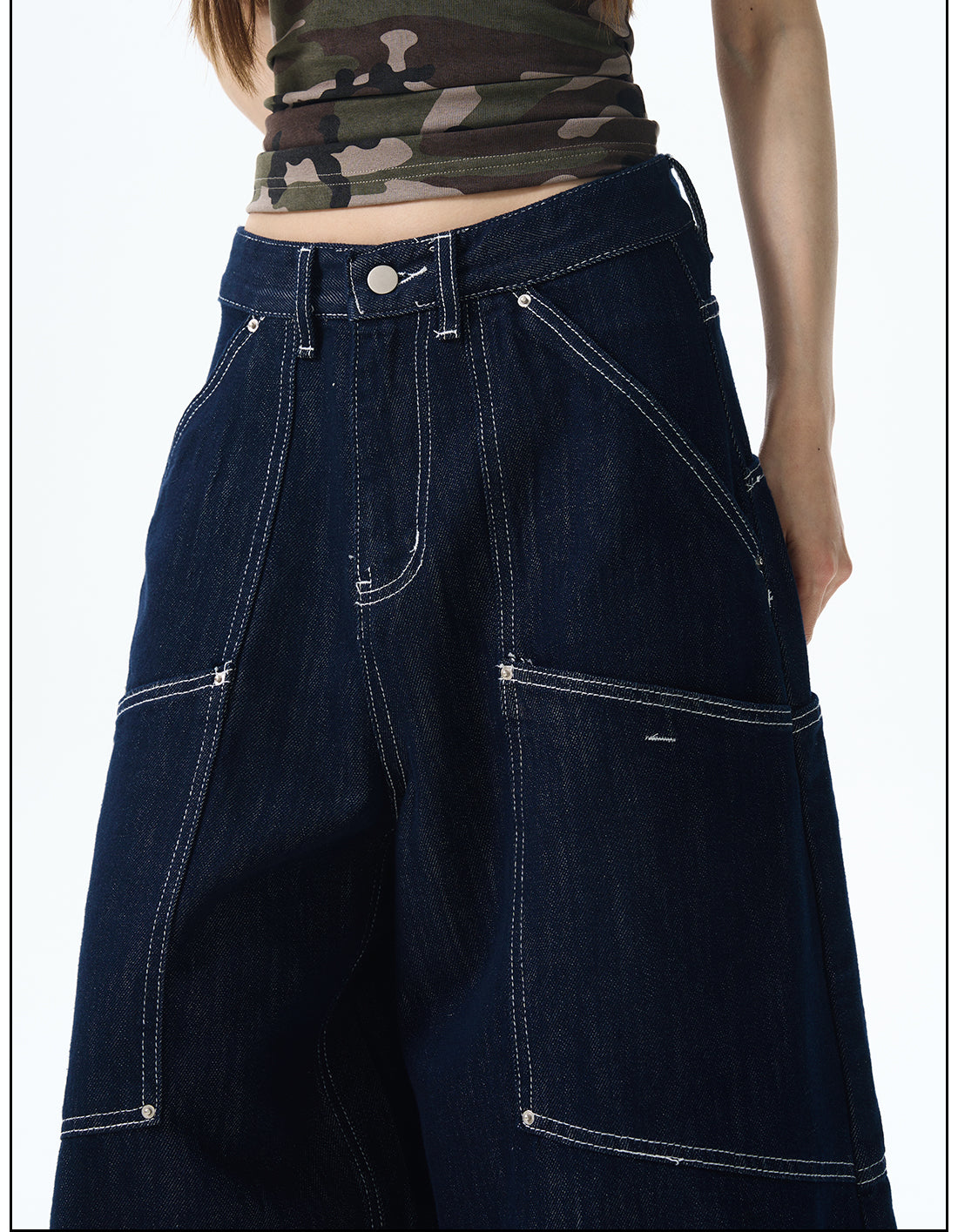 Contrast Stitch Denim Culottes