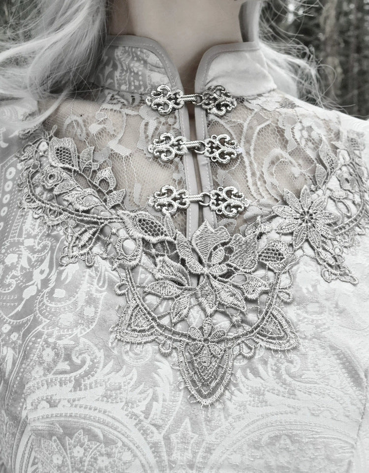 Vintage White Lace Angel Sleeve Dress